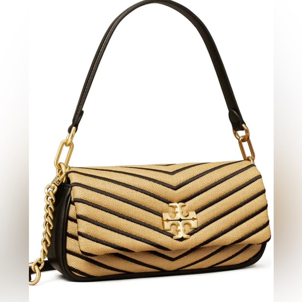 Tory Burch Kira Small Straw Chevron Tassel bag